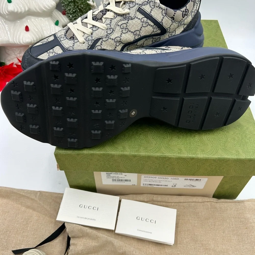 Men's Gucci GG supreme Rython sneakers size 12 made in Italy NWT - Picture 11 of 11